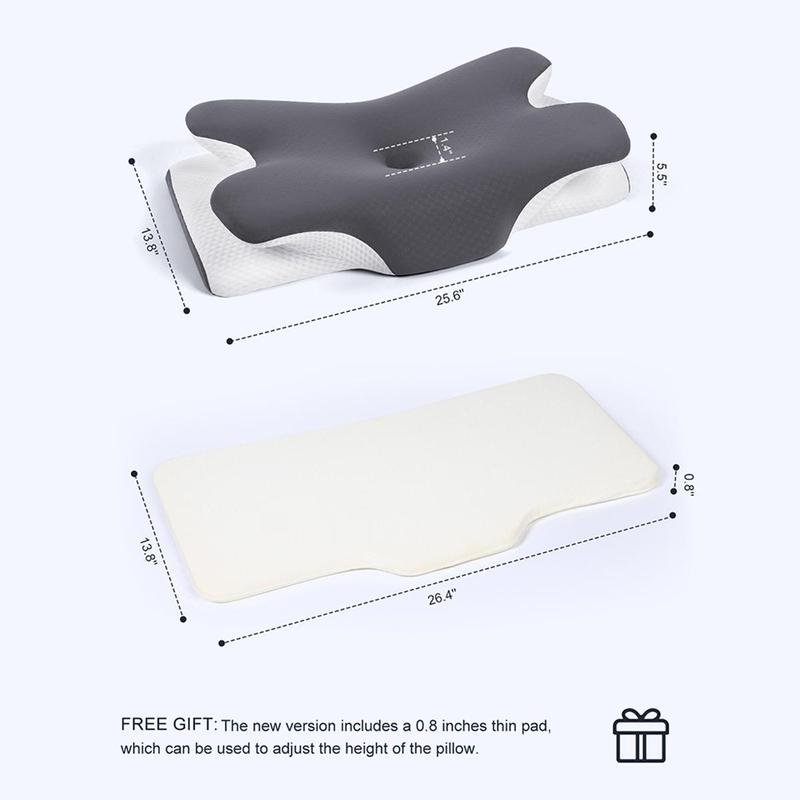 Cervical Cooling Ergonomic Pillow – Adjustable Memory Foam Neck Support Pillow for Neck & Shoulder Pain Relief