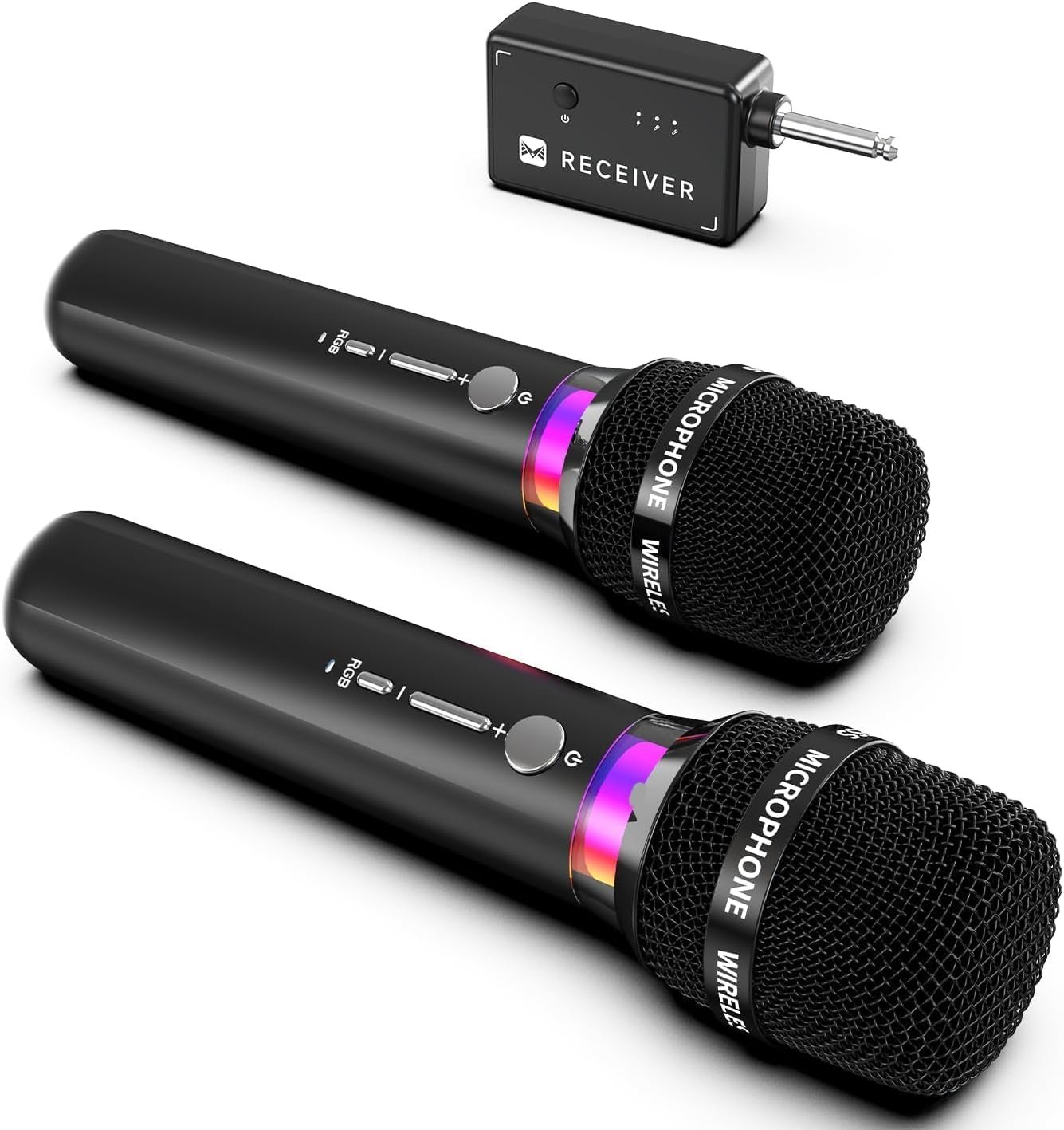 Wireless Microphone – Rechargeable Karaoke Mic with LED Lights, One-to-One Connection, 40H Playtime, 200FT Range, Low Latency