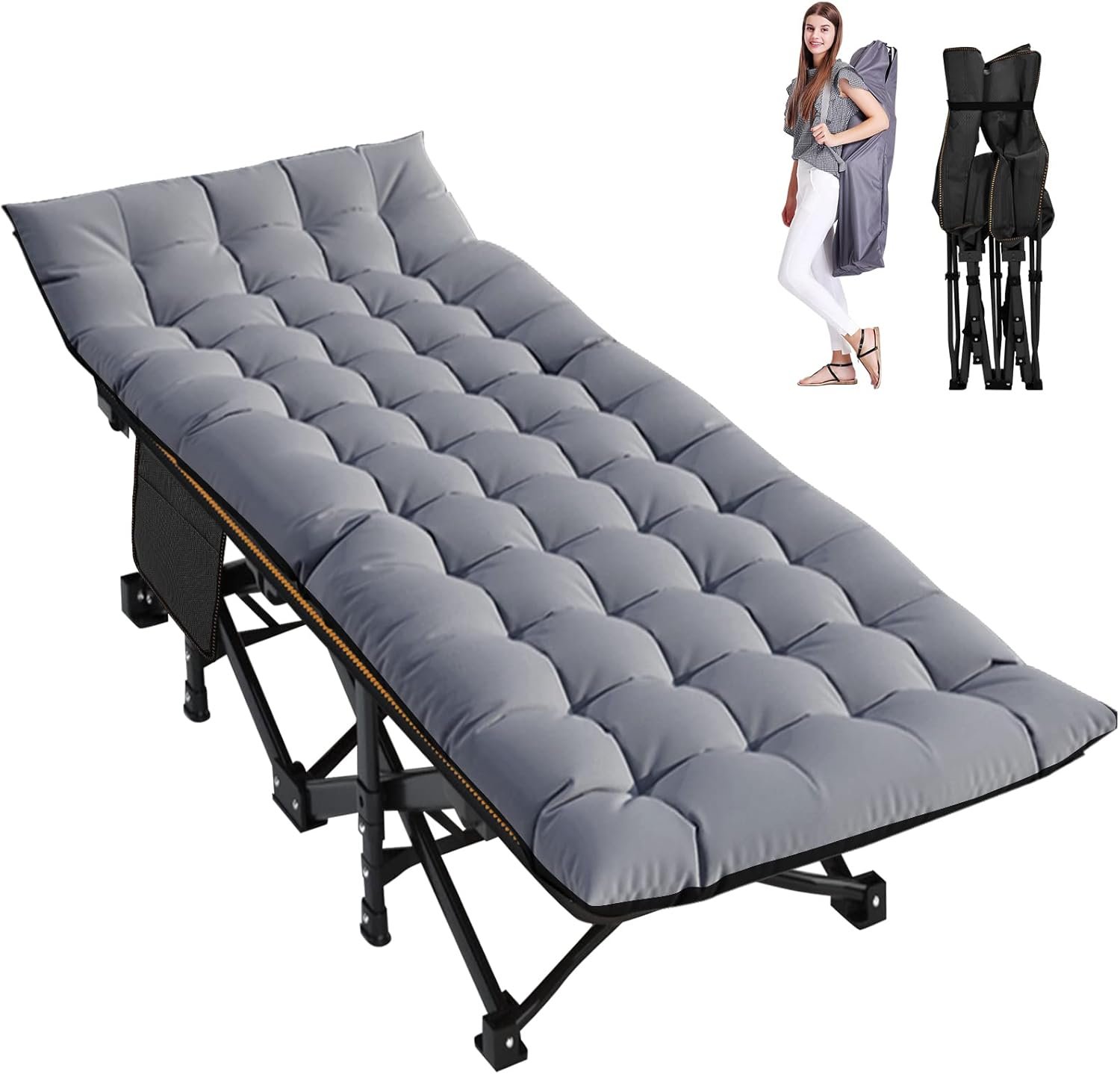 Folding Camping Cot for Adults – Heavy-Duty Portable Outdoor Cot with Carry Bag for Camping, Travel & Beach