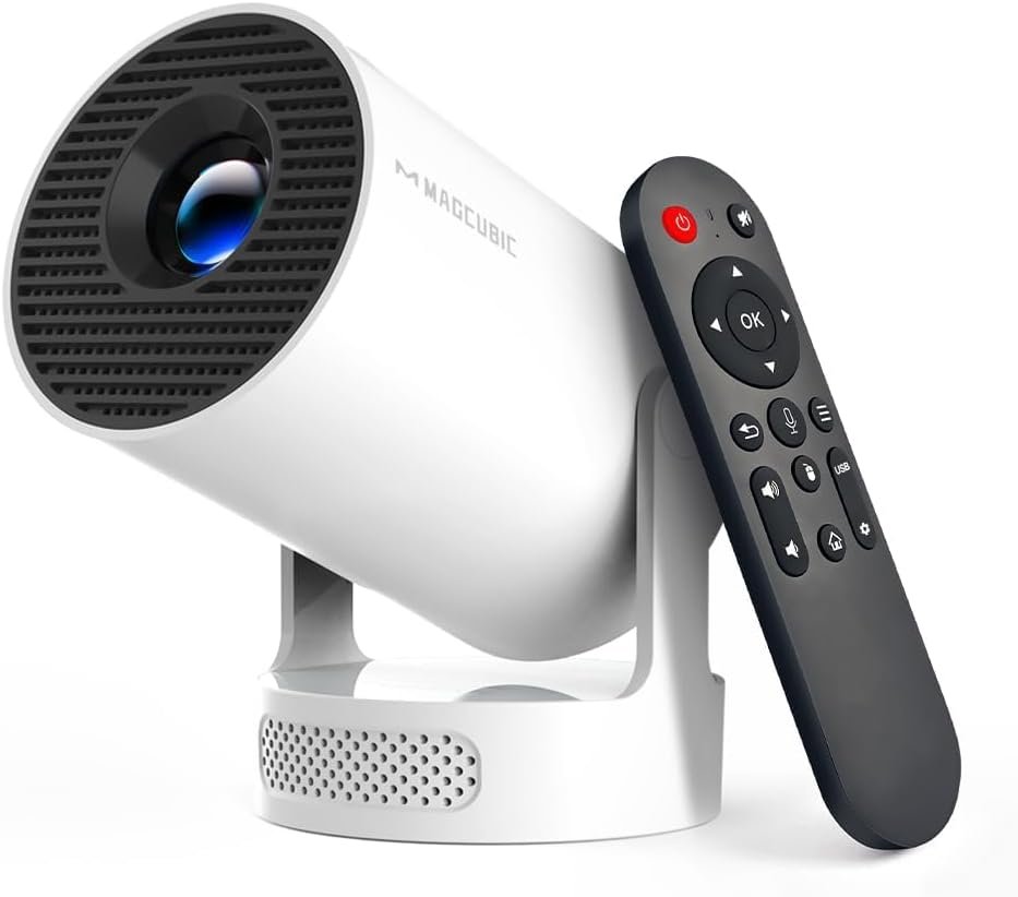Mini Projector with WiFi 6 & Bluetooth 5.4 – Portable Smart Projector with 4K Support, 5W Speaker, Auto Vertical Keystone & 180° Rotation