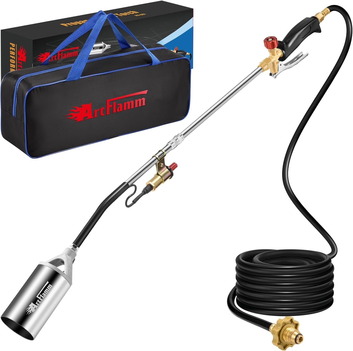Portable Propane Torch Weed Burner Kit – High Output Flame Torch with 10 ft Hose, Self-Igniting Torch Gun for Weeds, Snow & Ice Removal