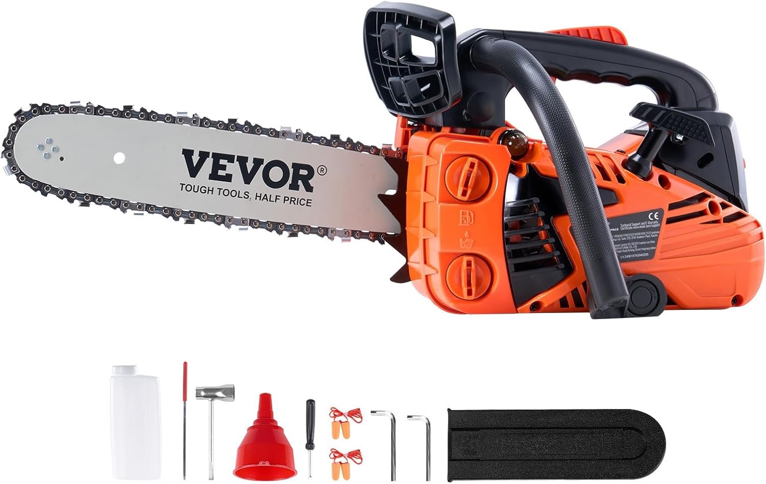 12-Inch Gas Chainsaw – 25.4CC 2-Cycle Top Handle Gas Powered Chain Saw for Tree Trimming & Wood Cutting