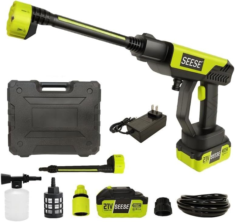 Cordless Pressure Washer Gun: 1200 PSI Portable Electric Washer for Vehicle, Driveway & Deck - Ergonomic Handle Design with 30min Runtime & 6-in-1 Nozzle
