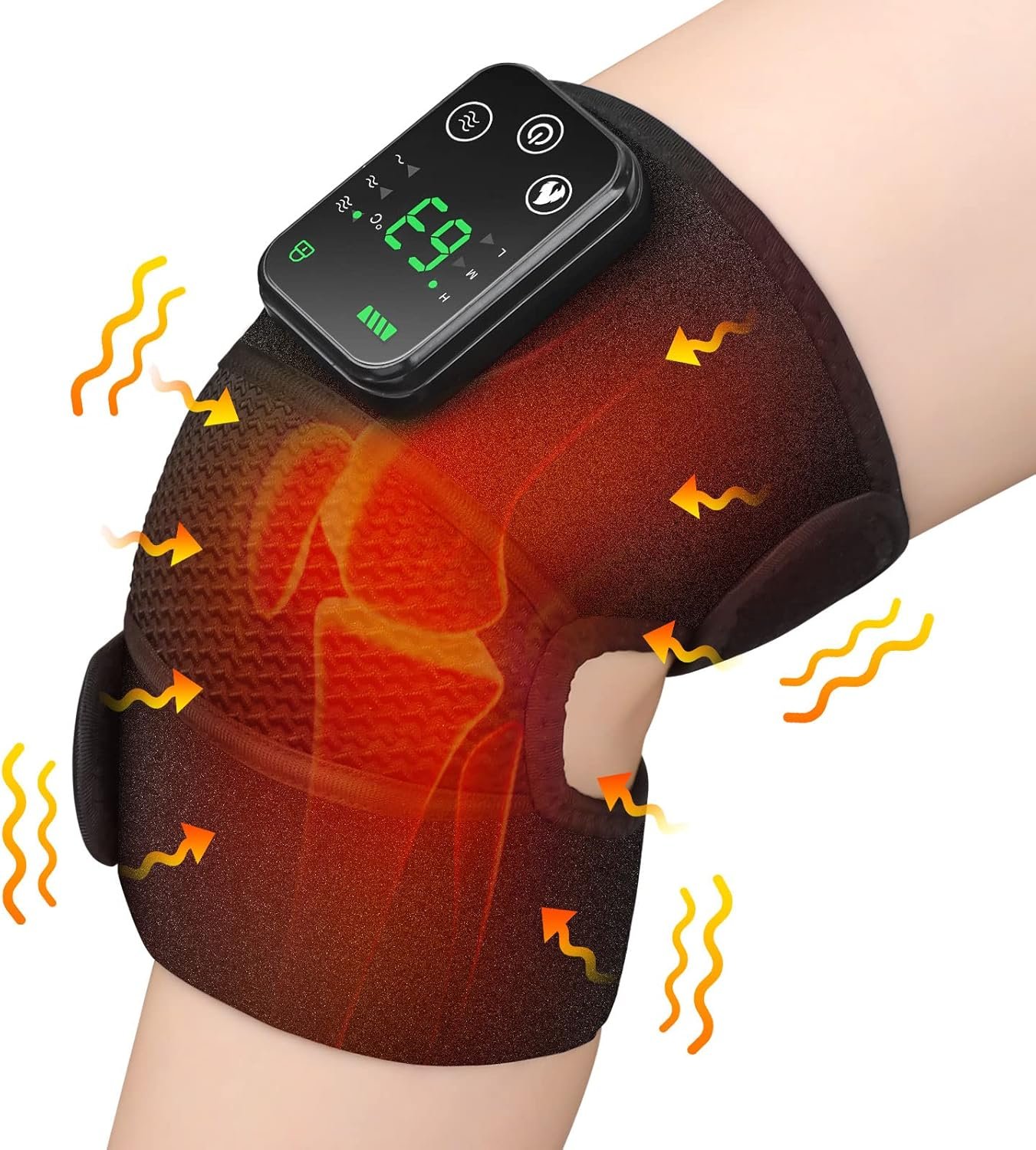Heated Knee Massager with Heat, Cordless Knee Heating Wrap for Knee Pain Relief, FSA Eligible, 3 Heat & 3 Massage Levels, Joint & Arthritis Comfort, Warm Heat Massage Wrap for Relaxation