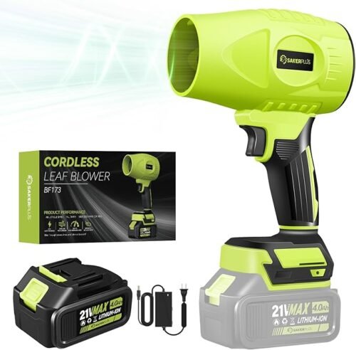 Soplador de hojas inalámbrico, soplador portátil de alta velocidad de 180.000 RPM, soplador de aire eléctrico de 260 CFM con batería de 4 Ah, ligero y manejable con una sola mano