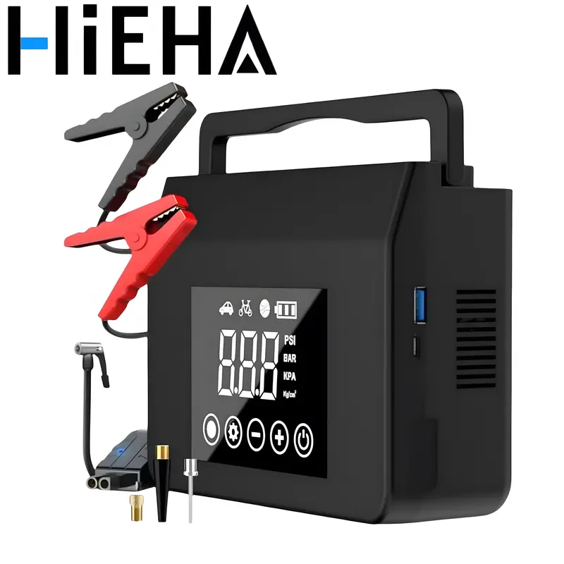 Car Battery Jump Starter 4000A with Air Compressor, 150PSI Tire Inflator, 15000mAh Power Bank, LED Emergency Light and Fast Type-C Charging