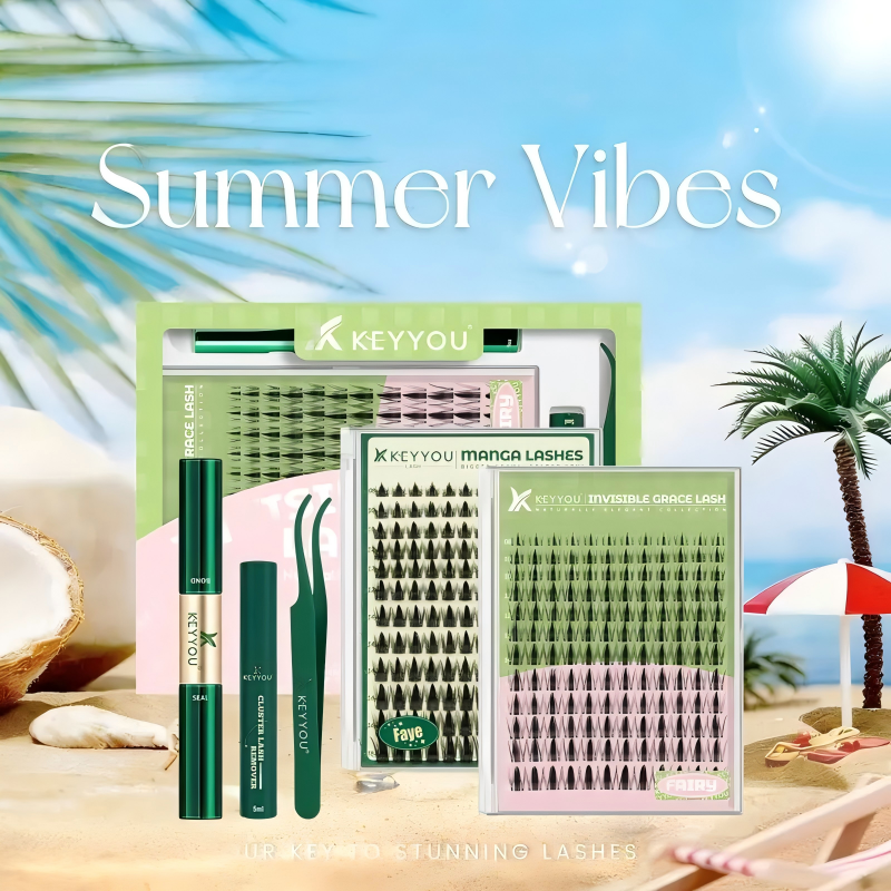 KEYYOU Fairy Chispa Lash Clusters Invisible Band DIY Lashes - Individual Clusters or Full Kit to Customize! -Wet Look Waterproof Eyelash Extension Wispy Manga Kawaii Doll Lashes Feline lash look Medusa Lash handmade lash #Summervibes
